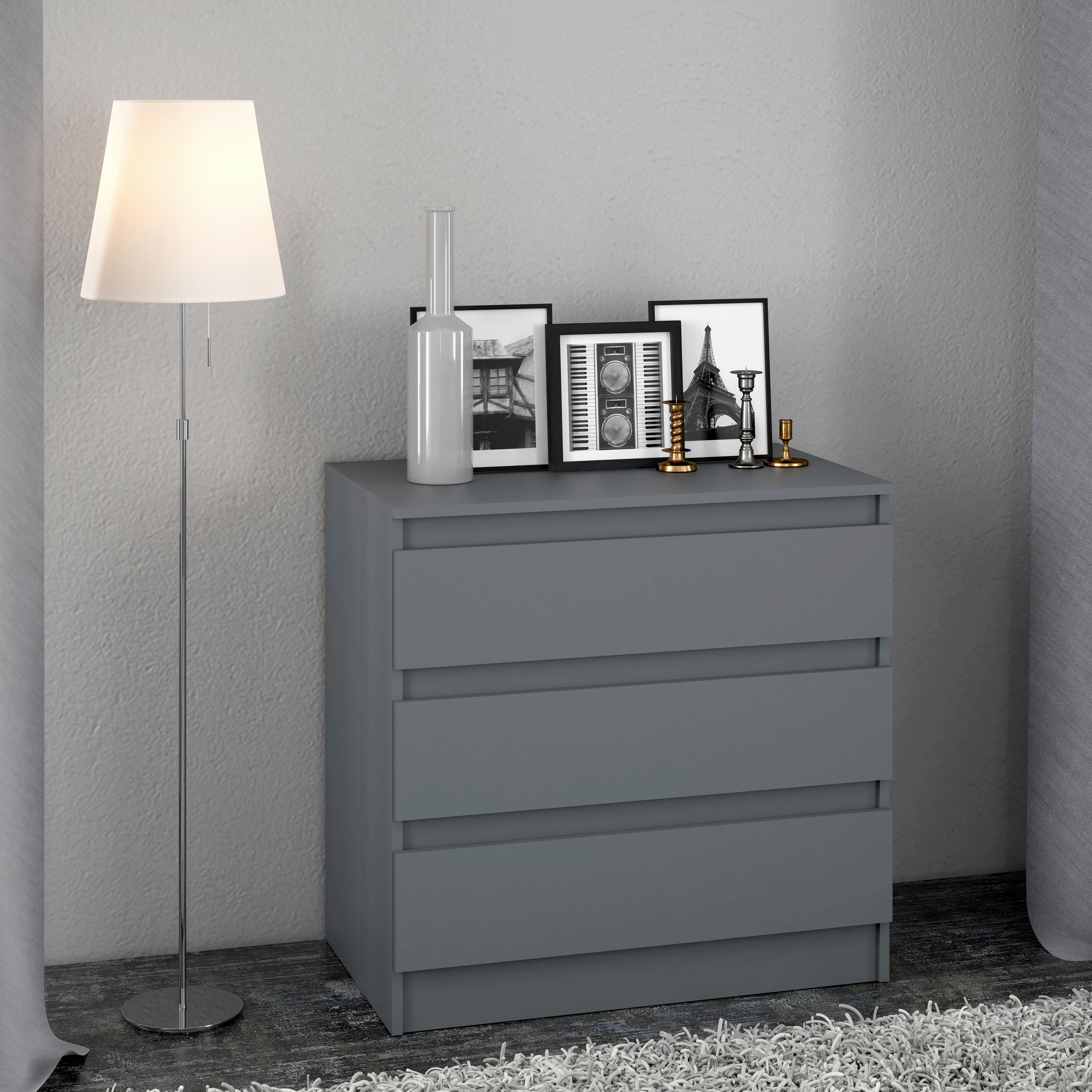 Kommode B: 80 cm Zoro Anthrazit - Anthrazit, MODERN, Holzwerkstoff (80/78/48cm)