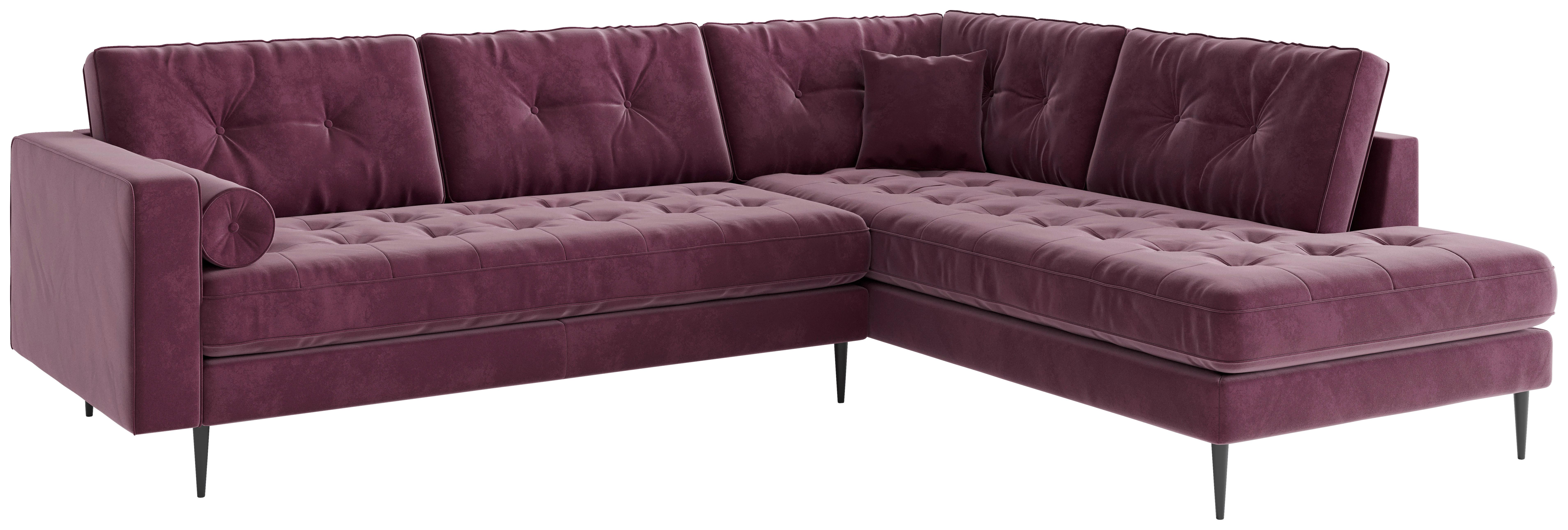 Ecksofa Scott - Edelstahlfarben/Weinrot, Design, Textil (205/259cm) - Livetastic