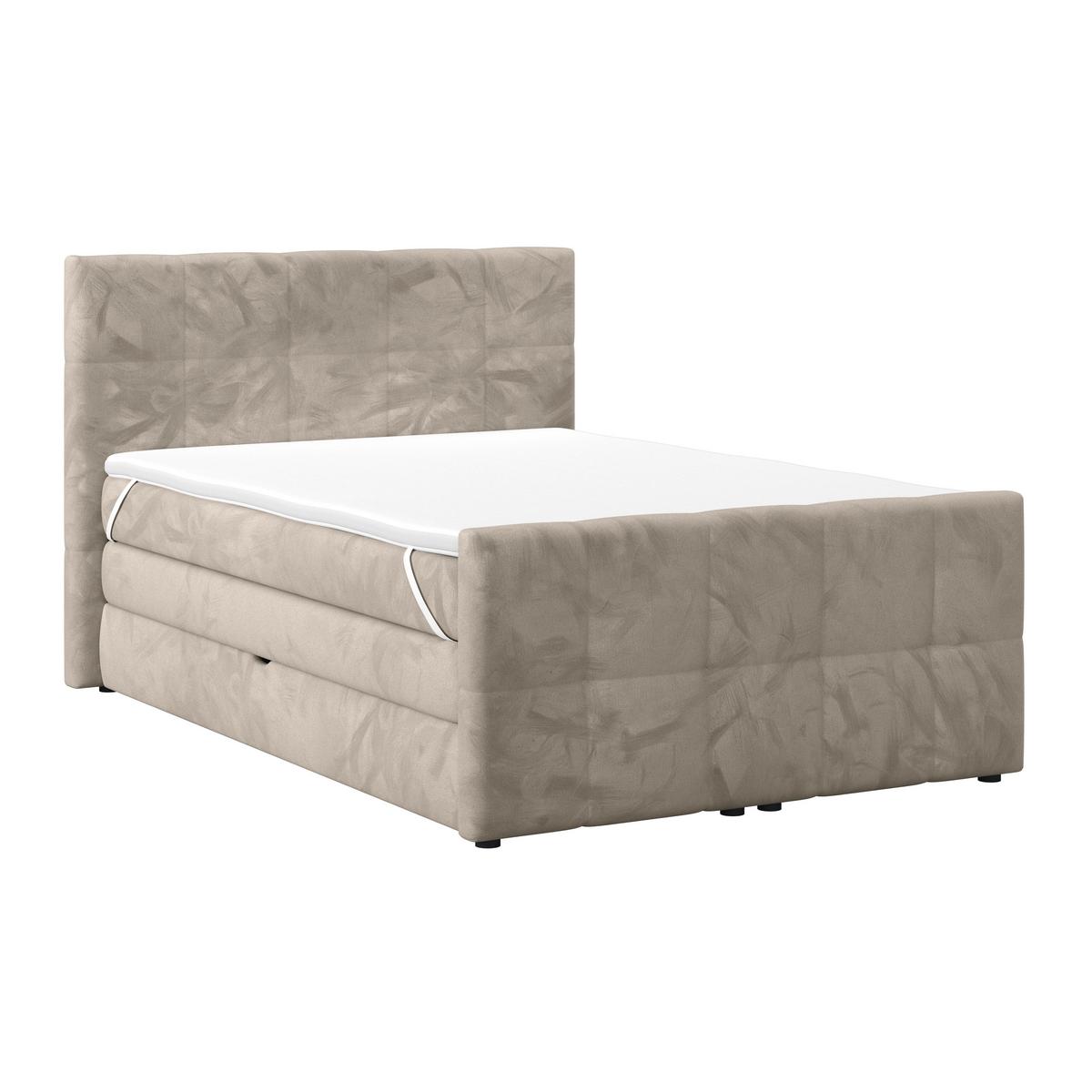 Boxspringbett mit Topper und Bettkasten 140x200 cm Medino - Taupe, KONVENTIONELL, Holz/Holzwerkstoff (140/200cm) - Luca Bessoni