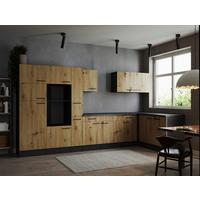 Eckküche Oliver Artisan Dekor S: 370x172 Cm - Eiche Artisan/Grau, Design, Holzwerkstoff (370/172cm) - Respekta