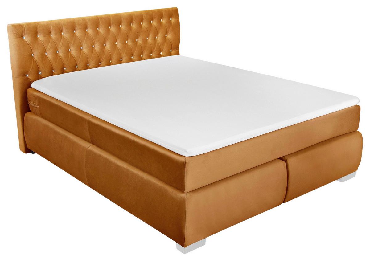 Boxspringbett Rumba inkl. Matratze 160x200 - Platinfarben/Gelb, Basics, Textil (160/200cm) - Livetastic