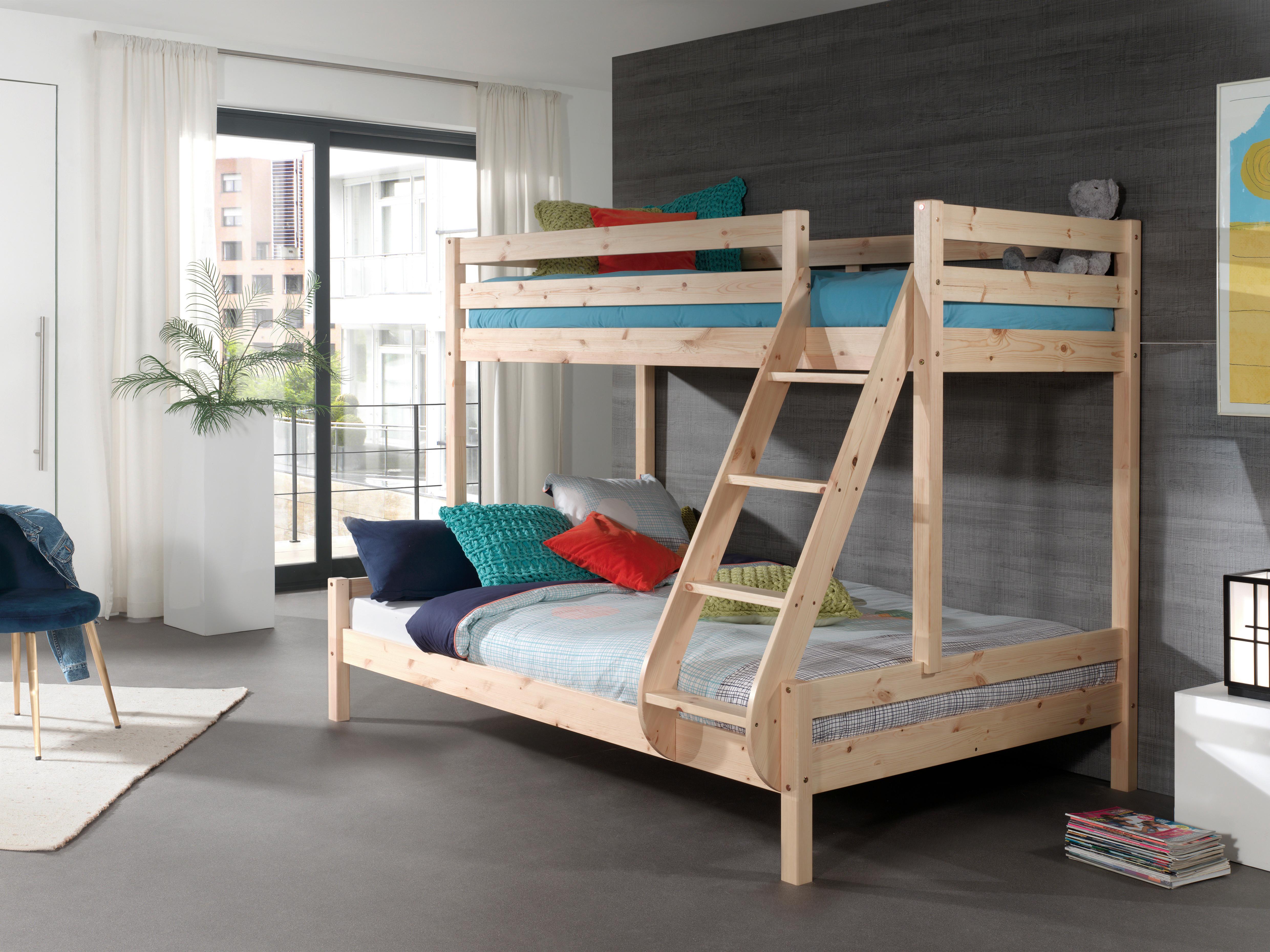 Etagenbett Martin Natur-/ Kieferfarben 90/140x200cm - Naturfarben/Kieferfarben, MODERN, Holz (90/140/200cm) - Vipack
