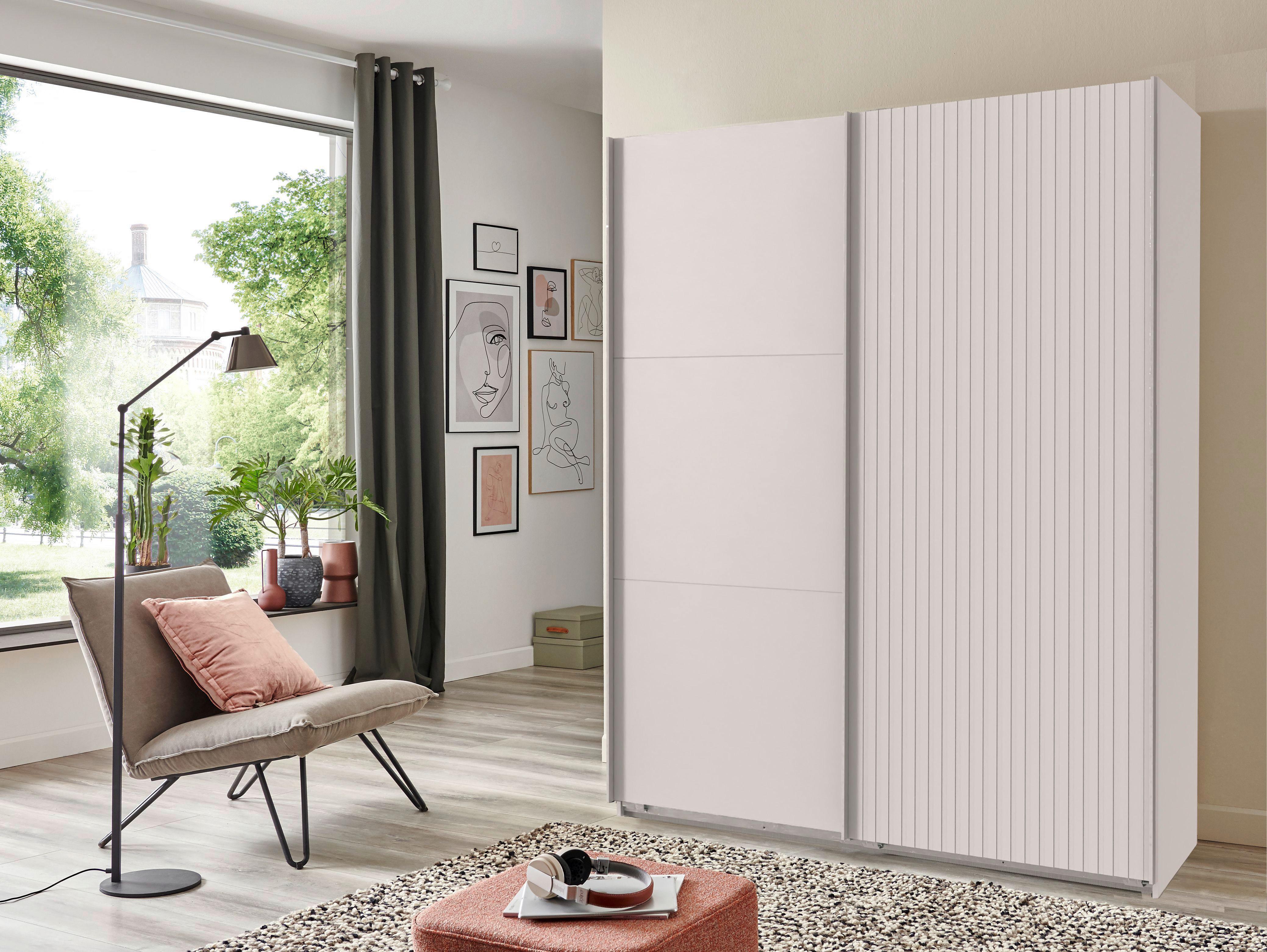 Schwebetürenschrank Andorra Weiß B: 200 Cm - Weiß, MODERN, Holzwerkstoff (200/216/65cm) - MID.YOU