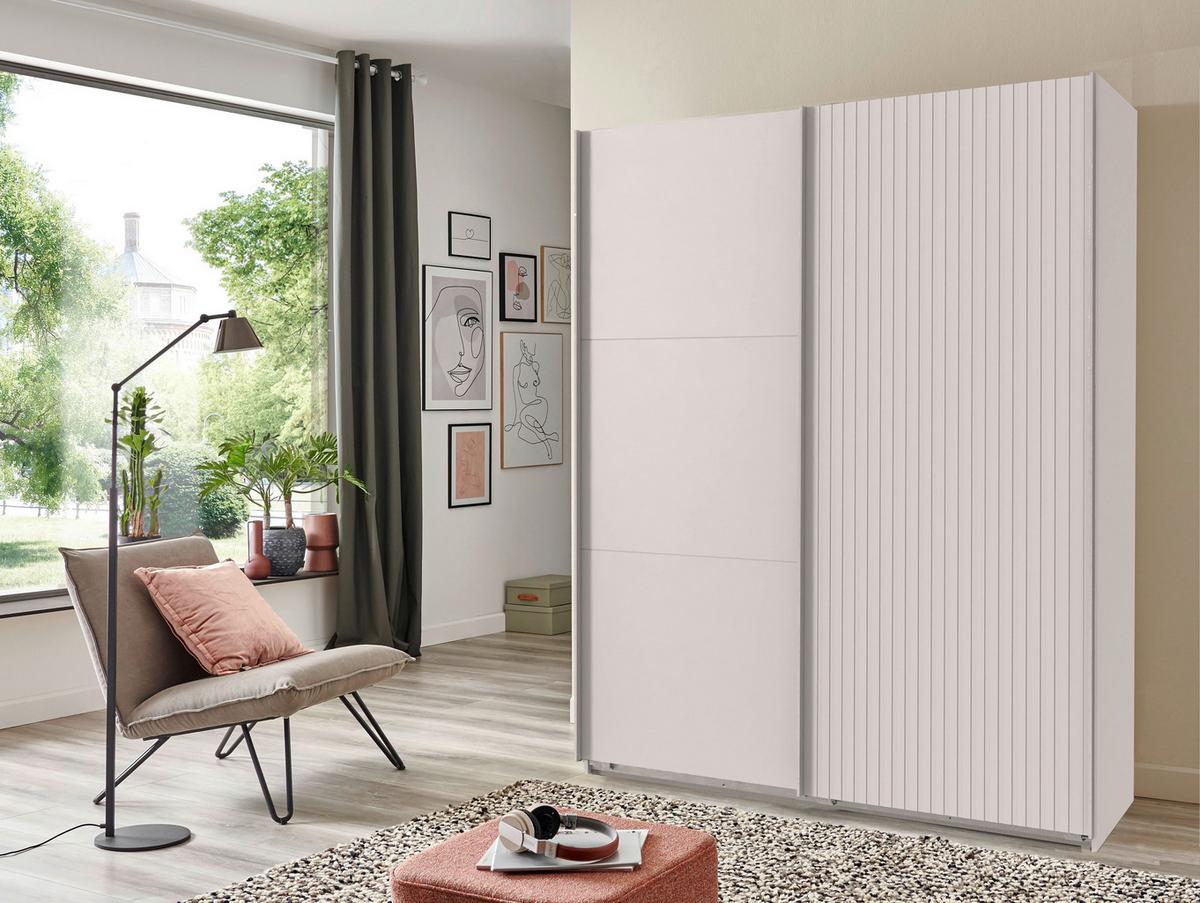 Schwebetürenschrank Andorra Weiß B: 200 Cm - Weiß, MODERN, Holzwerkstoff (200/216/65cm) - MID.YOU