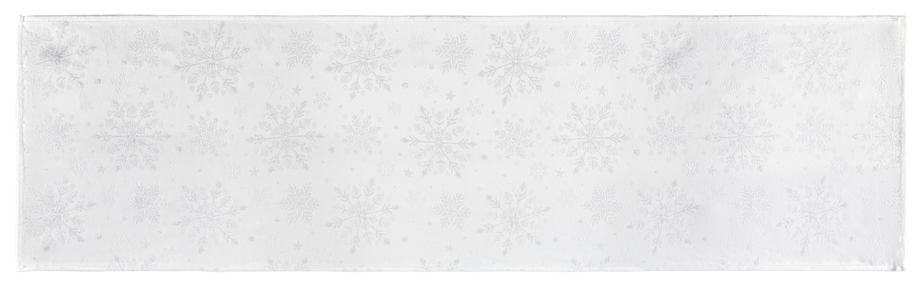 Tischläufer Snowy - Silberfarben/Weiß, ROMANTIK / LANDHAUS, Textil (40/140cm) - James Wood