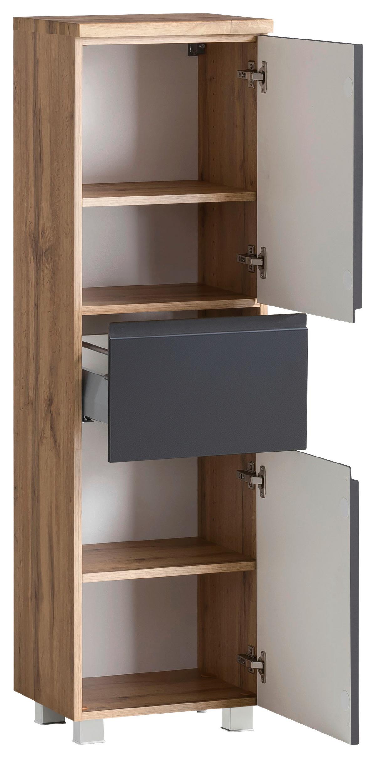 Midischrank Varese B: 40 cm Grau/Eiche Wotan - Eiche Wotan/Grau, MODERN, Holzwerkstoff (40/130/35cm) - Held