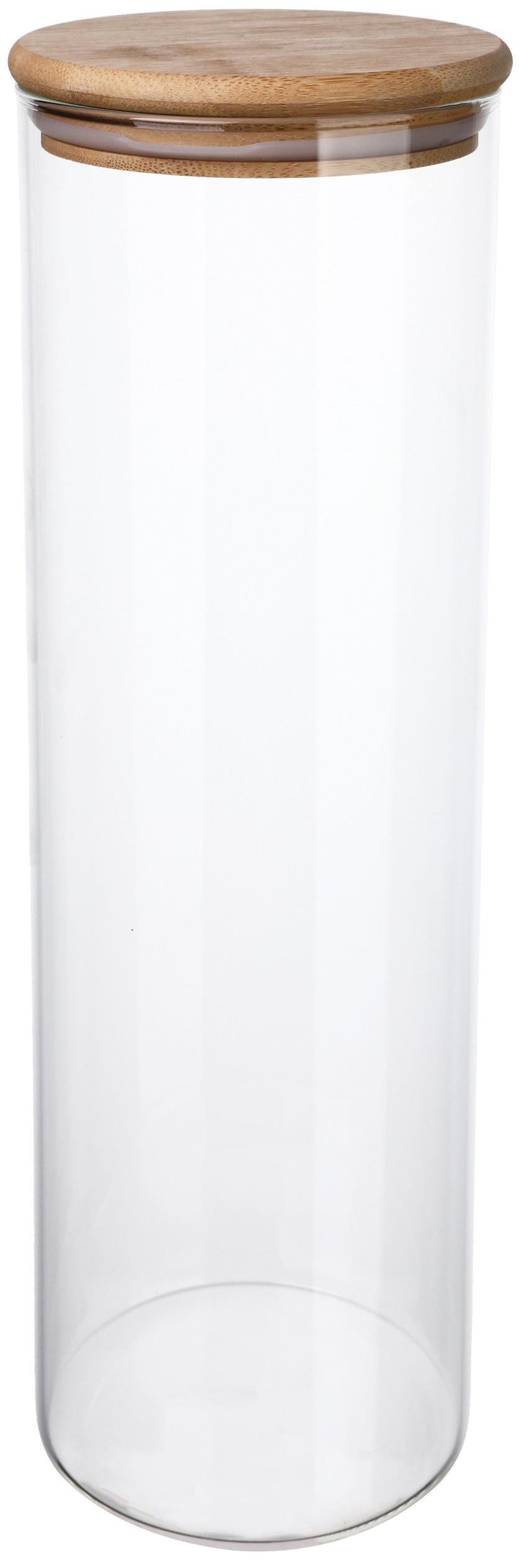 Vorratsglas aus Glas Cristin ca. 1 L, mit Bambusdeckel - Klar/Ecru, Basics, Glas/Holz (10/27cm) - James Wood