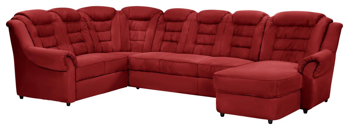 Wohnlandschaft Boston Rot Lederlook - Rot/Schwarz, KONVENTIONELL, Textil (216/333/165cm) - Livetastic