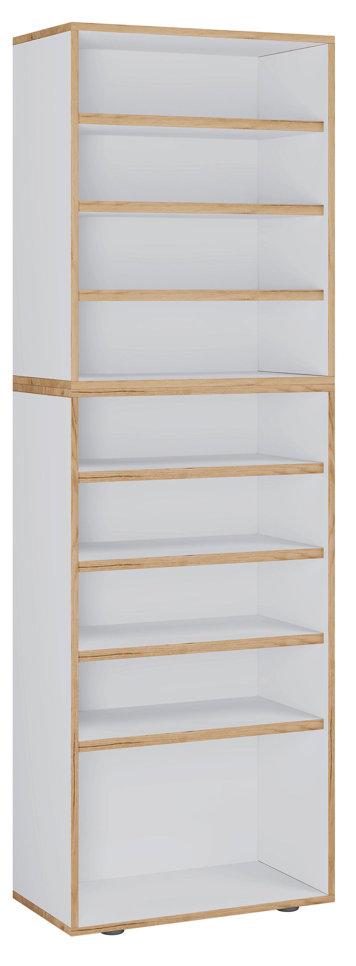 Schuhregal Salia Honigeiche/weiß B: 60 Cm - Honigeiche/Schwarz, Design, Holzwerkstoff (60/183/33cm) - MID.YOU