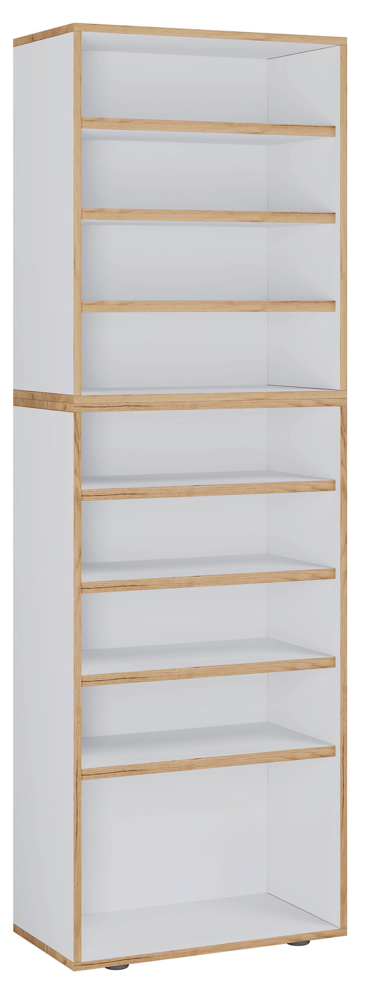 Schuhregal Salia Honigeiche/Weiß B: 60 cm - Honigeiche/Schwarz, Design, Holzwerkstoff (60/183/33cm) - MID.YOU