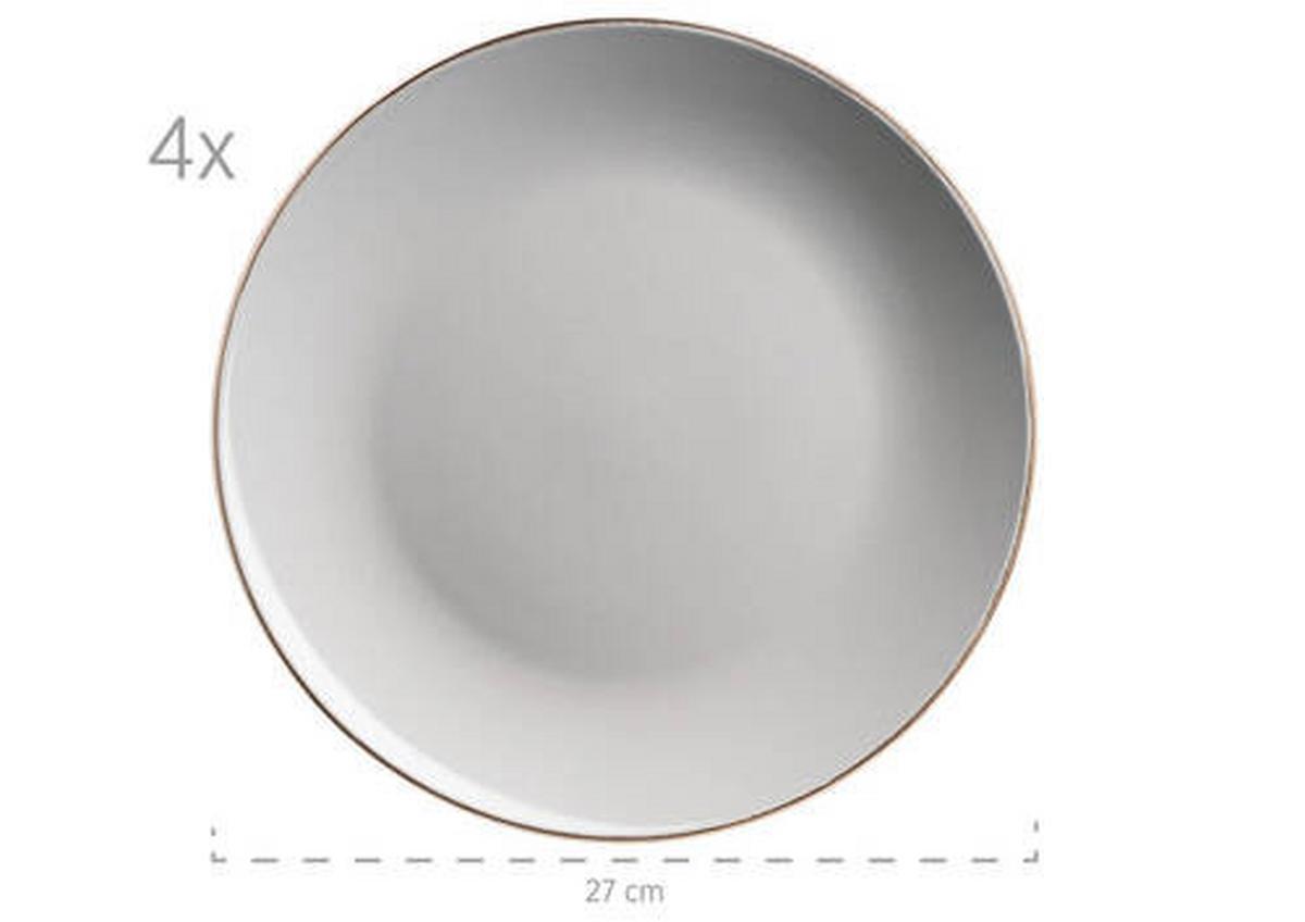 Kombiservice Metallic Rim 4 Personen Geschirr Set - Grau, Basics, Keramik (34/31,5/32cm) - Mäser