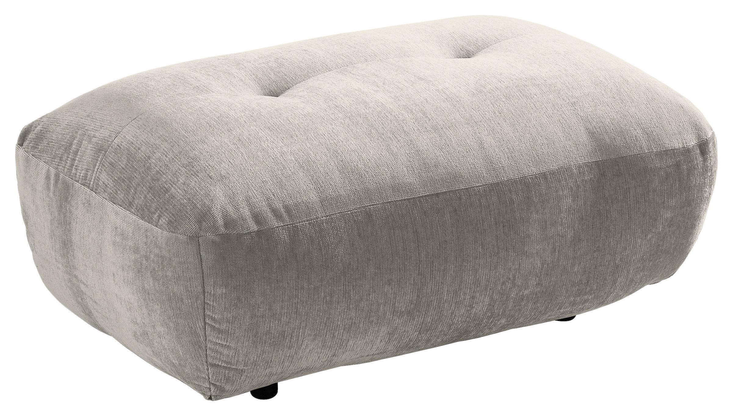 HOCKER Fluffy, Silberfarben B: 112 cm - Silberfarben/Schwarz, MODERN, Textil (112/46/65cm) - Trendmanufaktur