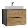 Waschbecken Mit Unterschrank B: 60cm Anthrazit - Honigeiche/Anthrazit, MODERN, Keramik/Holzwerkstoff (60/66,7/51,4cm) - MID.YOU