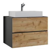 Waschbecken mit Unterschrank B: 80 cm Anthrazit - Honigeiche/Anthrazit, MODERN, Keramik/Holzwerkstoff (80/64,2/51,4cm) - MID.YOU