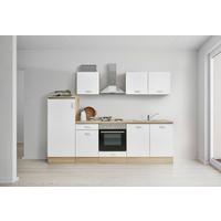 Küchenzeile Economy mit Geräten 270 cm Weiß/Eiche Dekor Modern - Eichefarben/Weiß, Basics, Holzwerkstoff (270cm) - Respekta