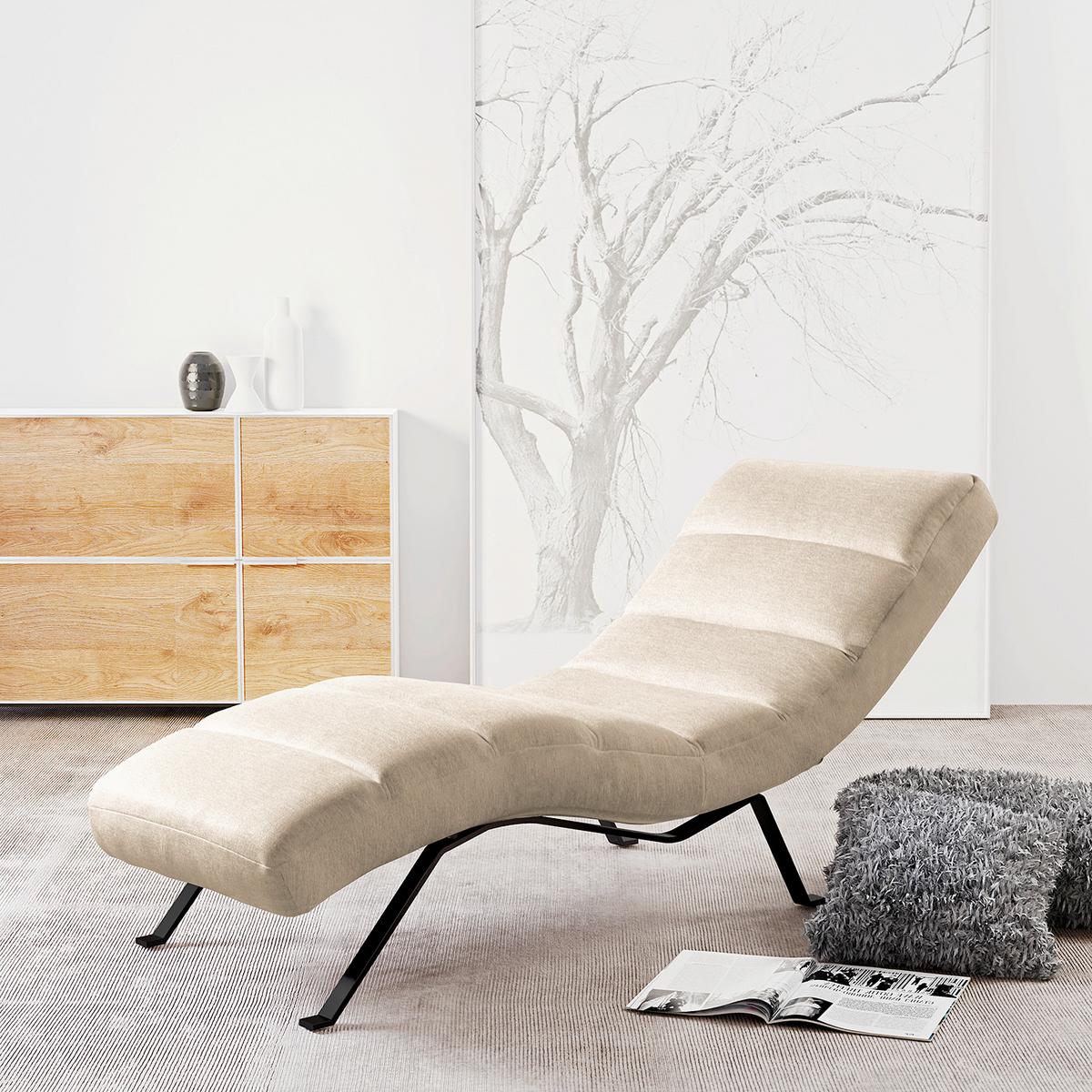 Relaxliege Swing Blick Beige B: 65 Cm - Beige/Schwarz, Design, Textil (65/65/171cm) - Livetastic