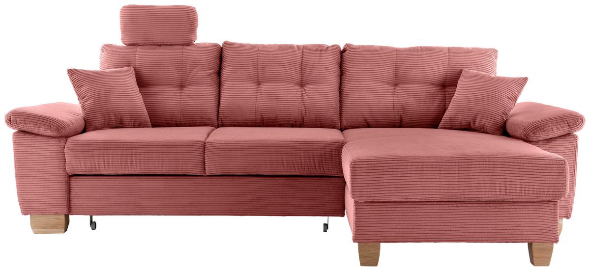 Ecksofa Brizzini Koralle S: 270x176 Cm - Koralle/Naturfarben, MODERN, Textil (270/176cm) - Livetastic