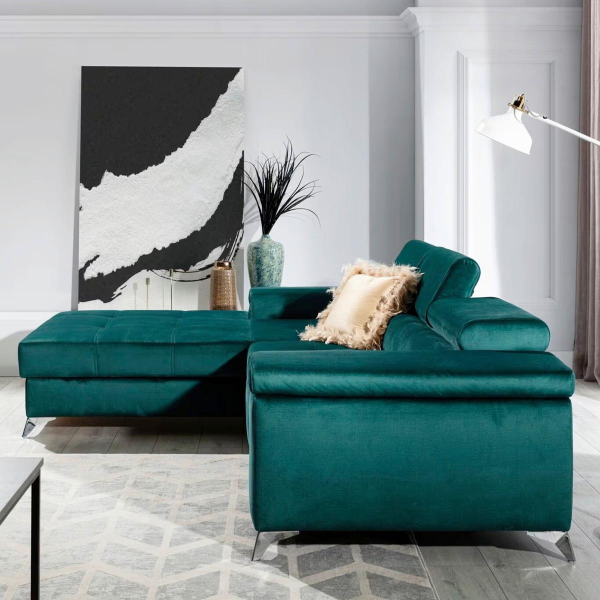 Ecksofa Ricardo Grün S: 205x281 cm - Silberfarben/Grün, Design, Textil (205/281cm) - MID.YOU