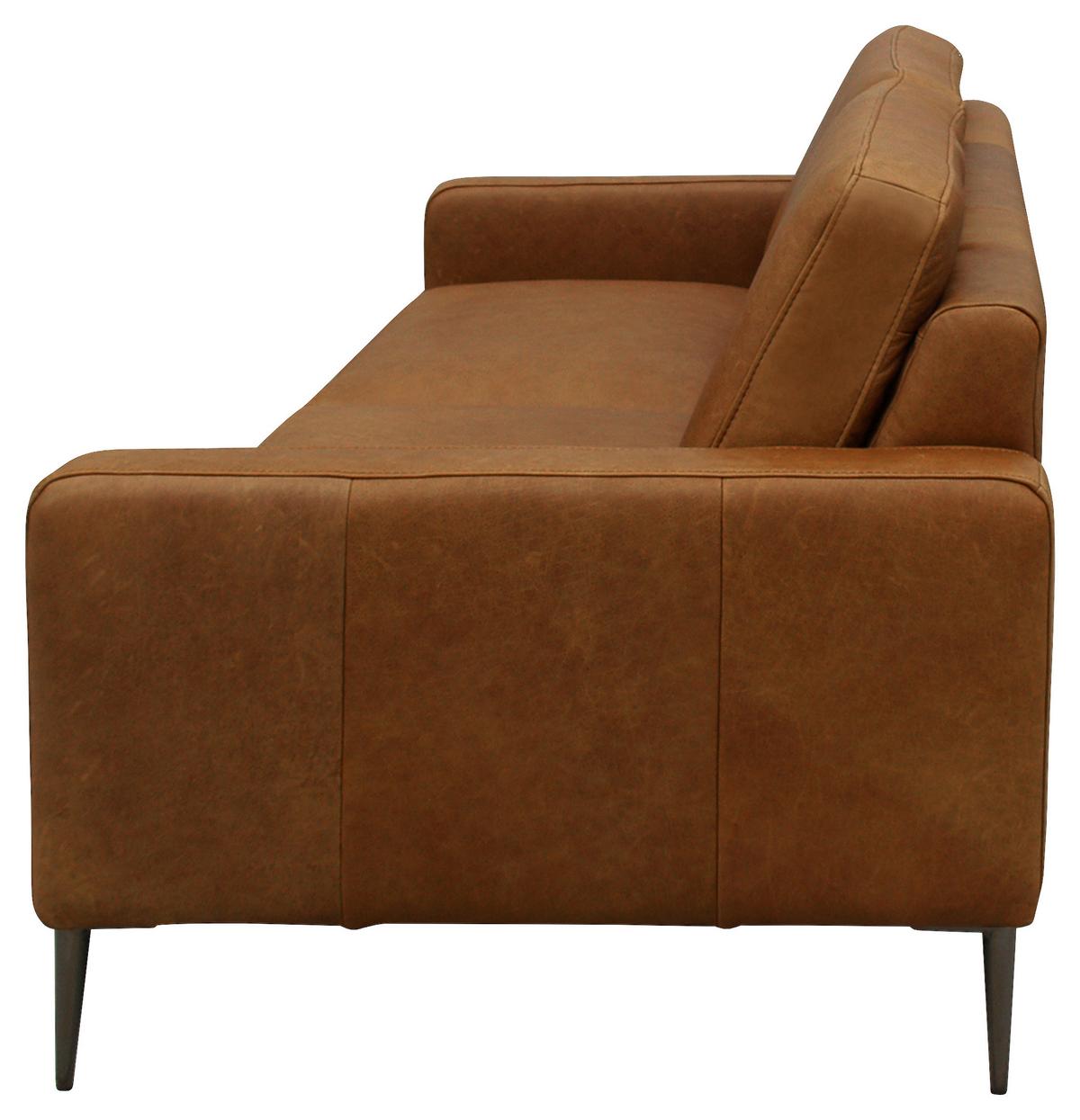 2-Sitzer-Sofa Spring, Cognac 157 cm - Cognac/Schwarzchrom, Design, Leder (157/85/92cm) - Livetastic