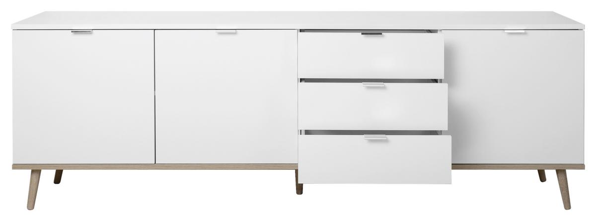 Sideboard Dekor M. 3 Laden 200cm Göteborg 57 Sonoma Eiche - Weiß/Sonoma Eiche, KONVENTIONELL, Holzwerkstoff (200/68/40cm) - MID.YOU