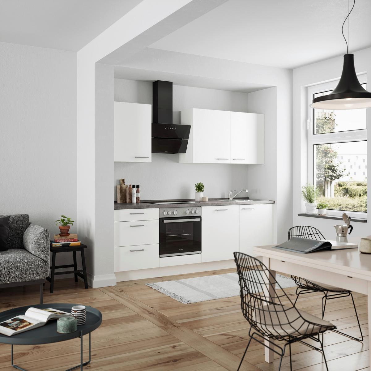 KÜCHENLEERBLOCK TOUCH HIGH - LINE, H9 LINKS - Weiß/Grau, MODERN, Holzwerkstoff (240cm) - Nobilia