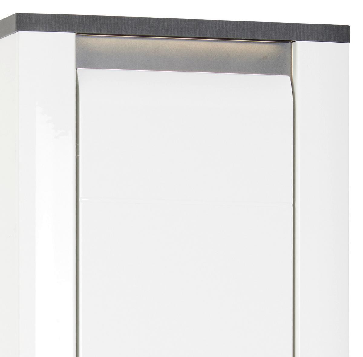 Hochschrank Mit Soft-Close + Led Alassio B: 42,4 cm, Weiß - Schwarz/Weiß, MODERN, Holzwerkstoff (42,4/190/33cm) - Luca Bessoni