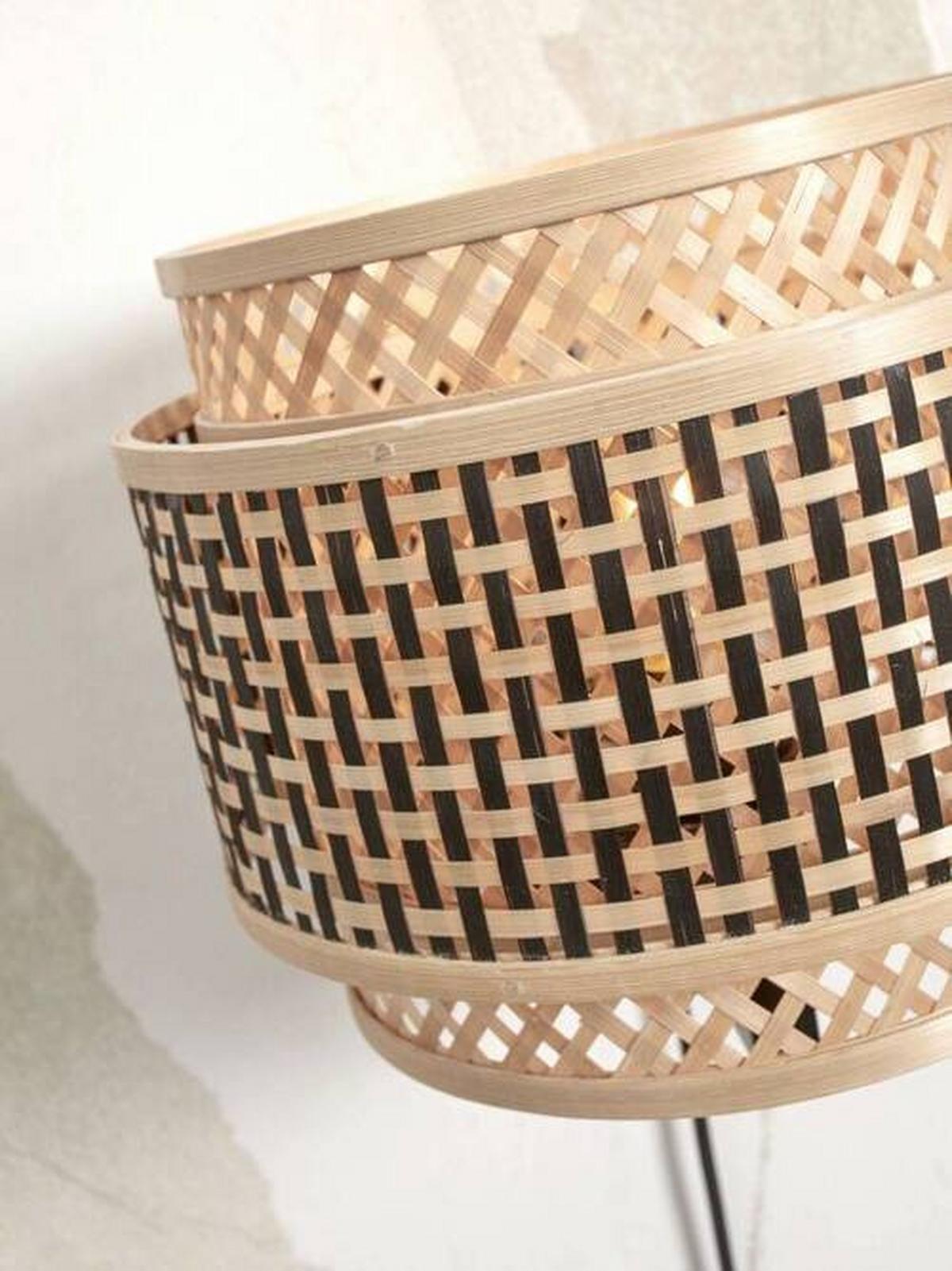 Wandleuchte Bhutan/W/N/2520/Bn - Schwarz/Naturfarben, Trend, Holz (25/29/25cm) - Good & Mojo