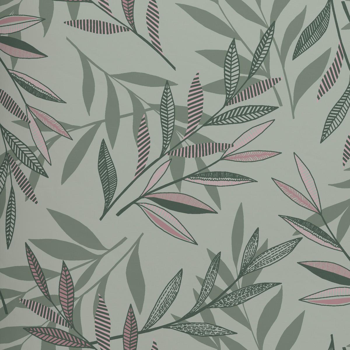 POSTEĽNÁ BIELIZEŇ STITCHED LEAVES - zelená/hnedofialová, textil (140/200cm) - Modern Living