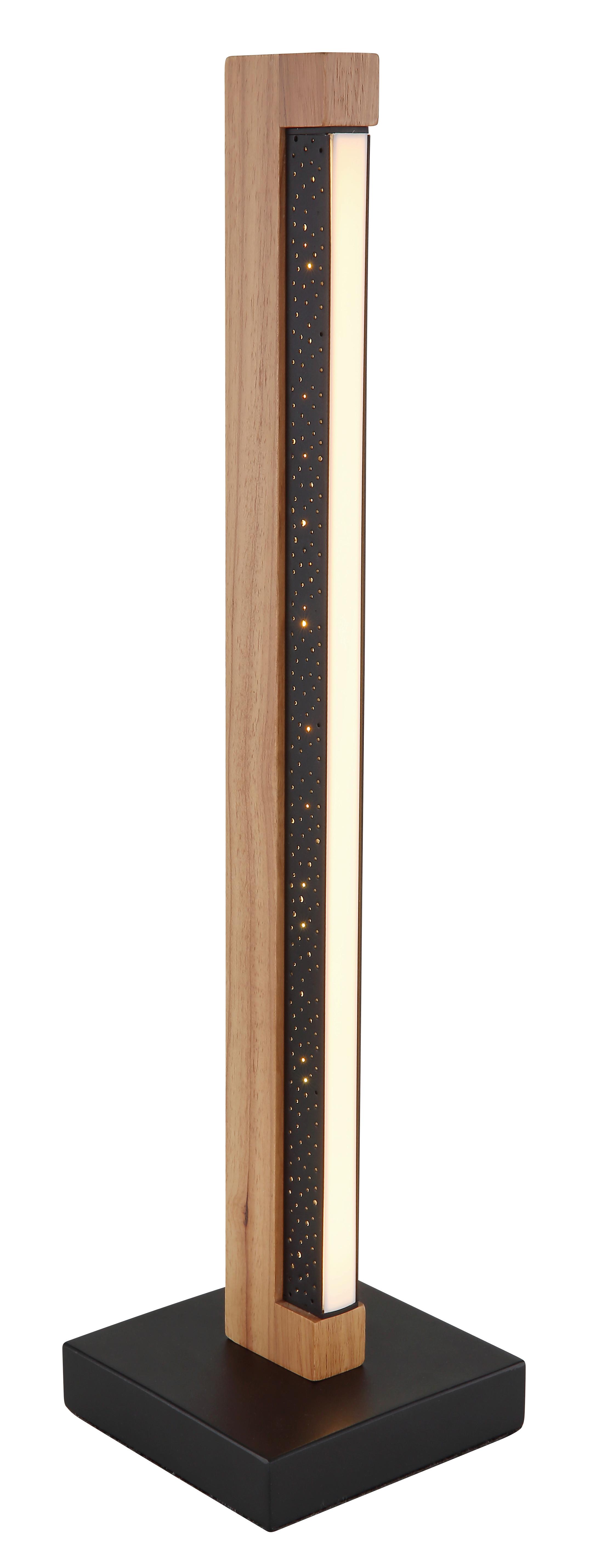 Led-tischleuchte 67849t - Dunkelbraun/Schwarz, Natur, Holz/Kunststoff (12/12/48cm) - Globo