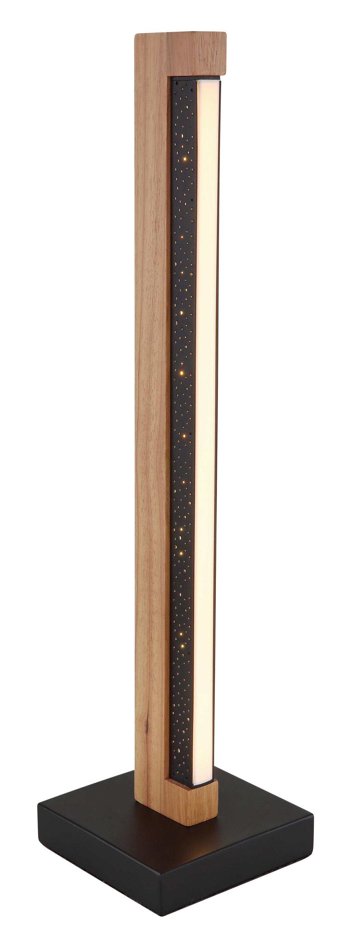 Led-tischleuchte 67849t - Dunkelbraun/Schwarz, Natur, Holz/Kunststoff (12/12/48cm) - Globo