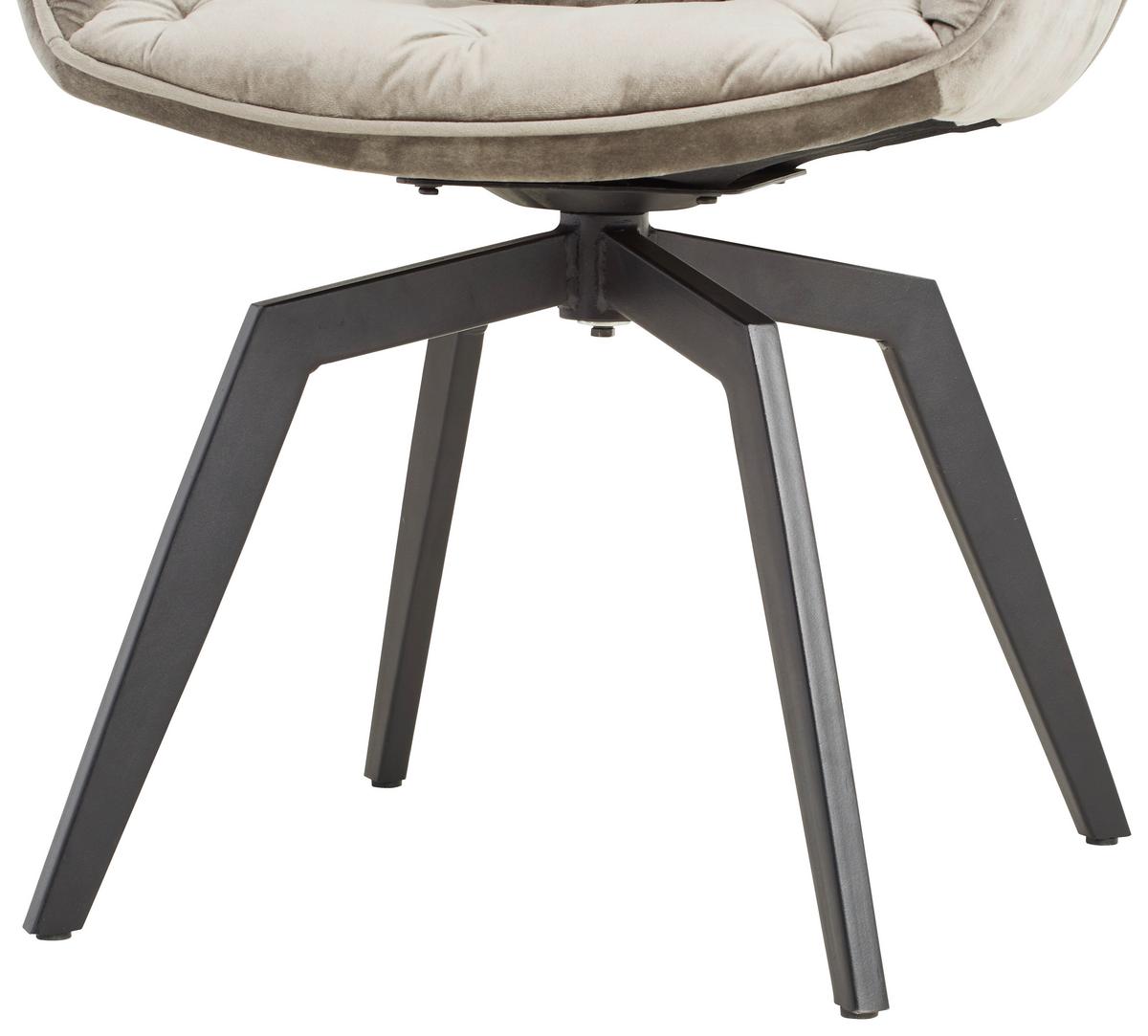 Armlehnstuhl-Set Grau mit drehbare Sitzfläche - Schwarz/Grau, MODERN, Holz/Textil (59,5/84/63,5cm) - Livetastic