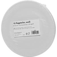 Einweg-Pappteller Weiß 10 Stk., D: 23 cm - Weiß, KONVENTIONELL, Papier (23cm)