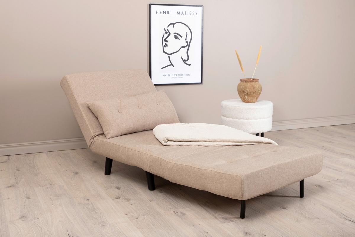 Schlafsessel Vicky - Beige/Schwarz, Design, Textil/Metall (70/88/80cm) - Livetastic