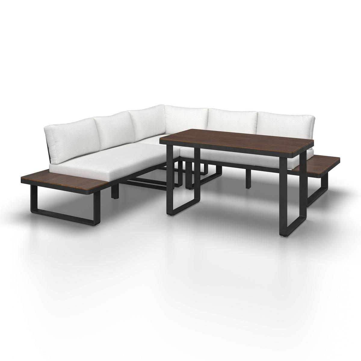 JEDÁLENSKÁ TERASOVÁ SÚPRAVA GIANNA - čierna/krémová, Modern, kov/drevo (221/71/76cm) - Bessagi Garden
