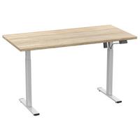 Schreibtisch E-Lona Sonoma Eiche L: 140 cm - Silberfarben/Sonoma Eiche, Design, Holzwerkstoff/Metall (140/50/71cm) - MID.YOU