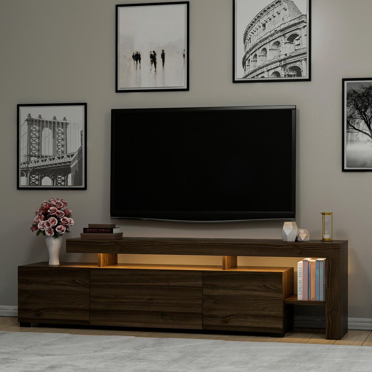 Lowboard Beliz Nussbaumfarben B: 192 Cm - Nussbaumfarben, Design, Holzwerkstoff (192/53/37cm) - Livetastic