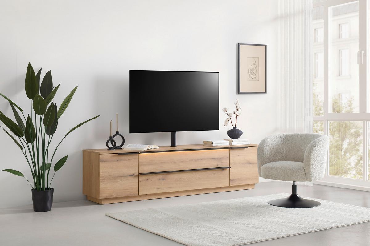 TV-Element Neo vč.LED dekor dub - barvy dubu/černá, Moderní, kov/kompozitní dřevo (210/53/40cm) - Mömax