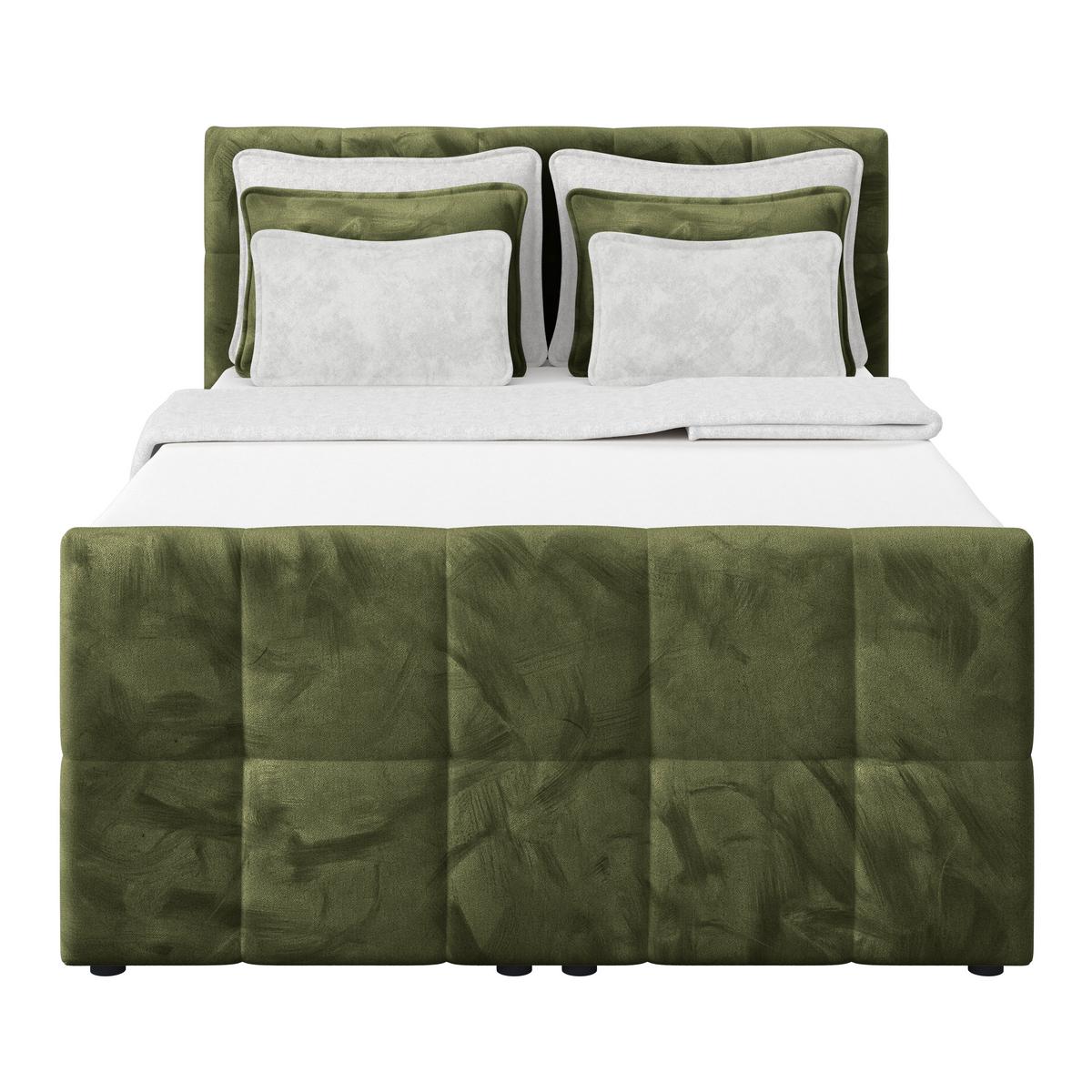 Boxspringbett mit Topper und Bettkasten 140x200 cm Medino - Dunkelgrün, KONVENTIONELL, Holz/Holzwerkstoff (140/200cm) - Luca Bessoni