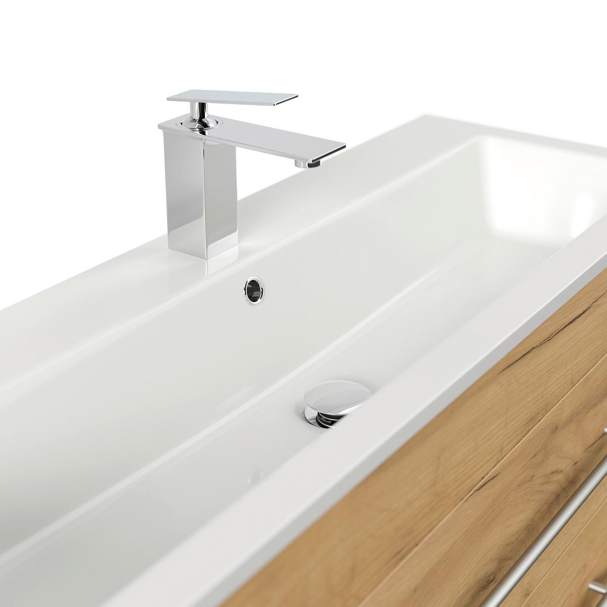 Badezimmer Portus Eiche Dekor B: 100 Cm - Eichefarben/Weiß, MODERN, Keramik/Holzwerkstoff (100cm) - MID.YOU