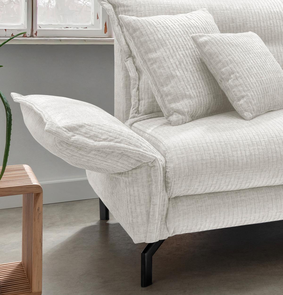 Ecksofa Lava - Creme/Schwarz, Design, Textil (255/180cm) - Livetastic