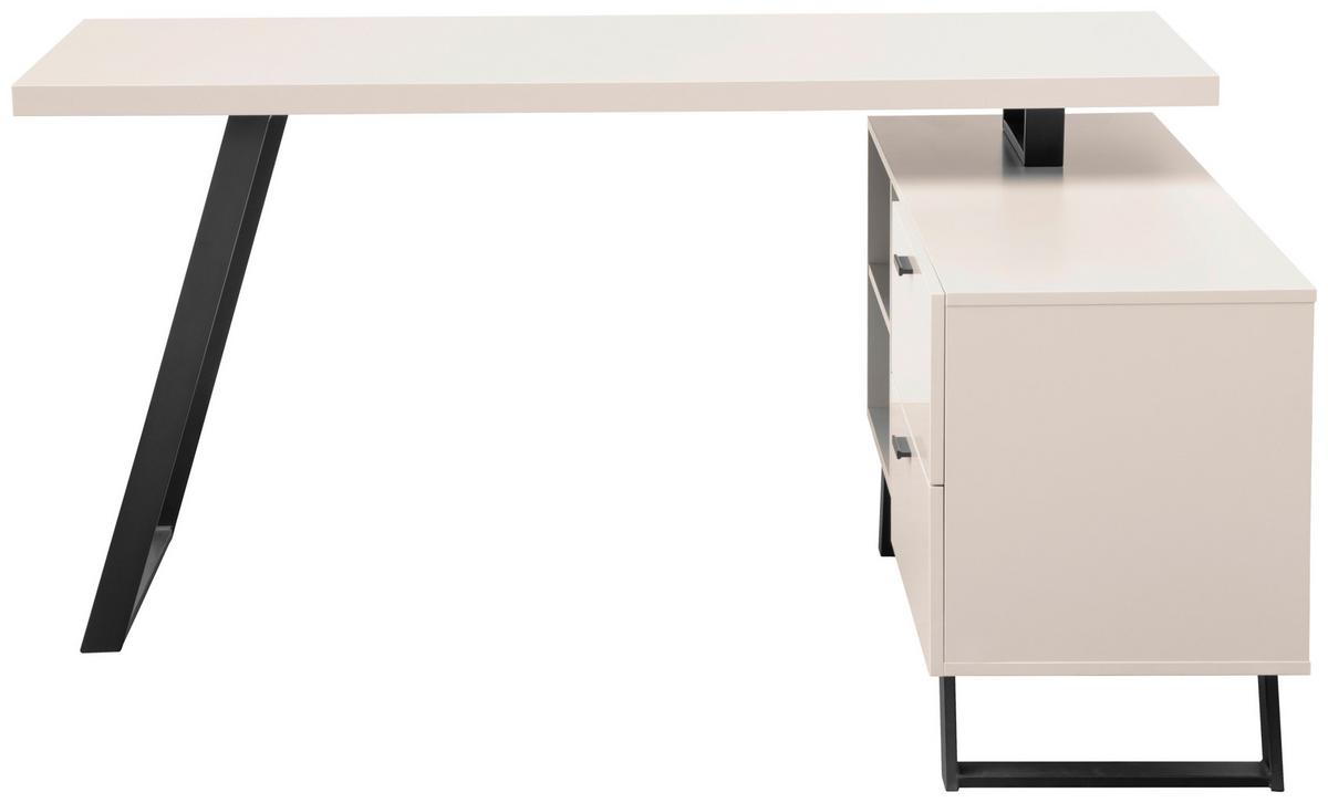 Eckschreibtisch Corinna Schwarz/Kaschmir L: 150 cm - Kaschmir/Schwarz, MODERN, Holzwerkstoff/Metall (150/120/75cm) - MID.YOU