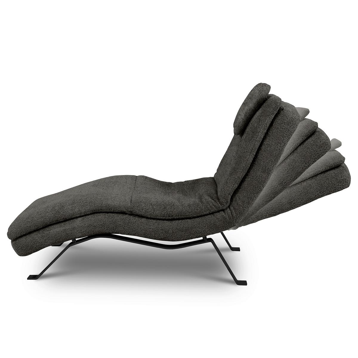 Relaxliege Black Anthrazit, B: 65cm - Anthrazit/Schwarz, Design, Leder (65/95/171cm) - Celina Home