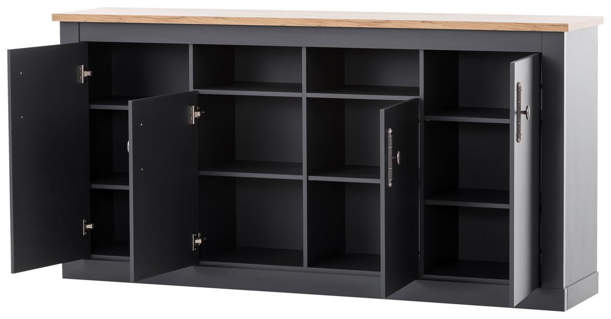 Sideboard Catania Anthrazit/Eiche Dekor B: 200cm - Anthrazit/Eiche Wotan, Design, Holzwerkstoff (200/104/45cm) - MID.YOU