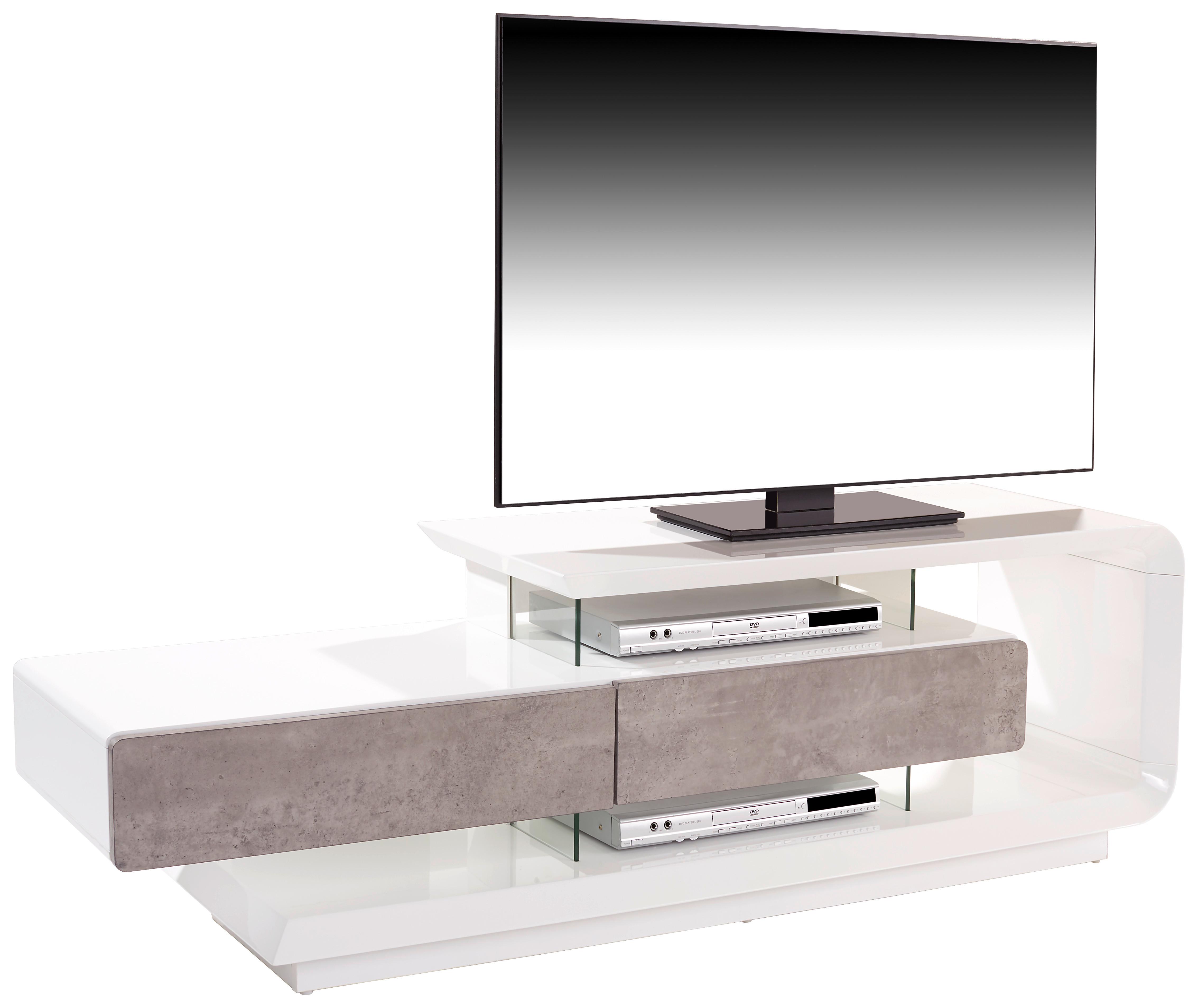 Phonotisch Carla B: 164,5 cm Weiß/Betonoptik - Weiß/Grau, MODERN, Holzwerkstoff/Kunststoff (164,5/50/40cm)