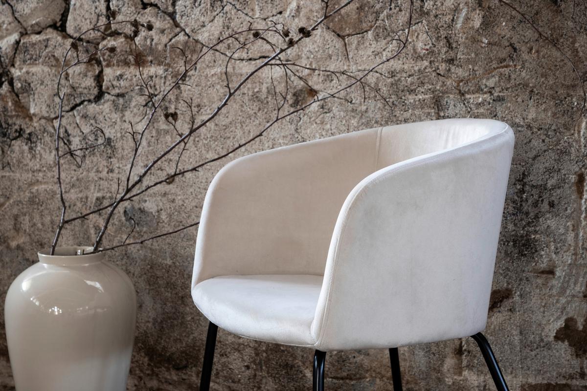 Armlehnstuhl Berit - Beige/Schwarz, Design, Holz/Textil (55/78/55cm) - Livetastic