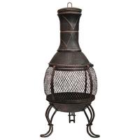 Terrassenofen Ø 45 cm Mexico + Schiebetür inkl. Feuerhaken - Schwarz, MODERN, Metall (45/88cm)