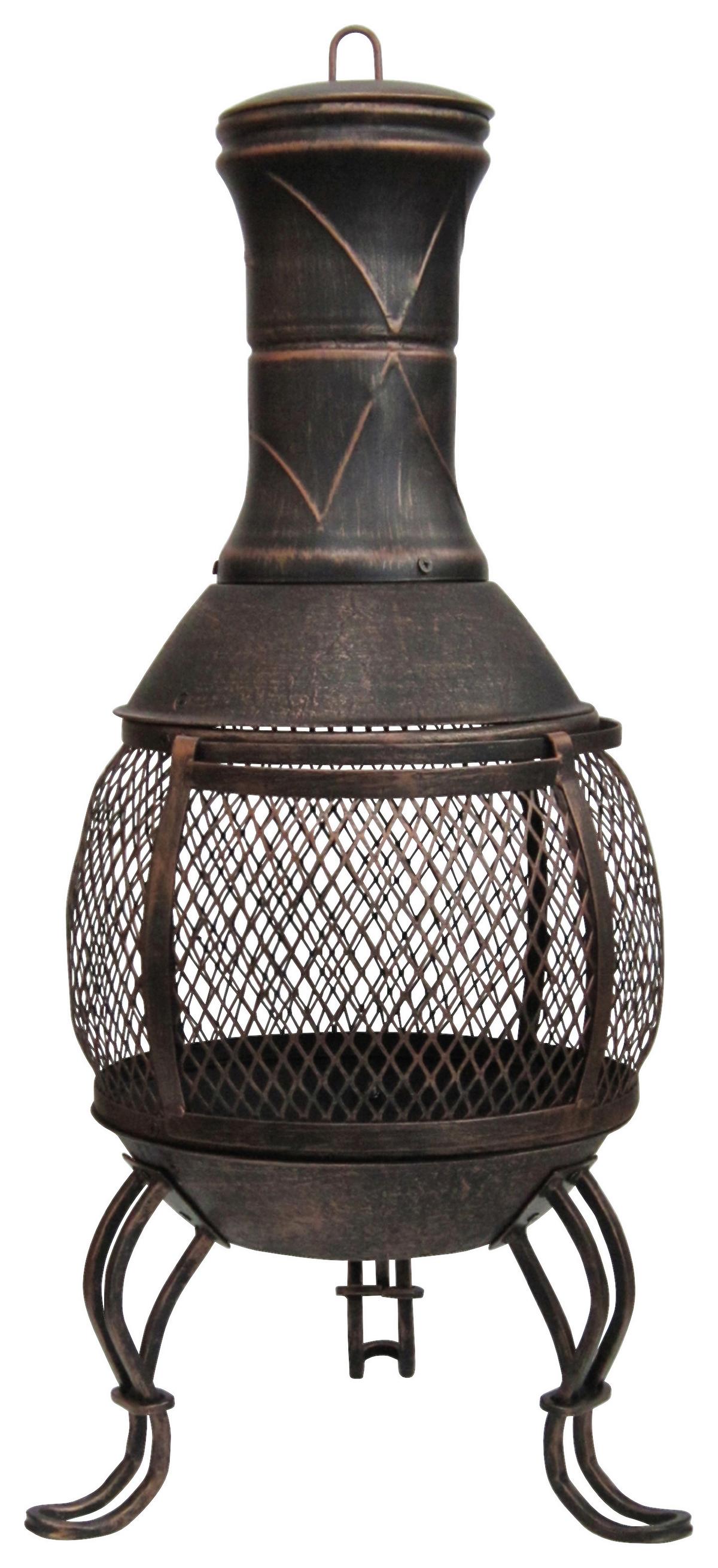 Terrassenofen Ø 45 cm Mexico + Schiebetür inkl. Feuerhaken - Schwarz, MODERN, Metall (45/88cm)