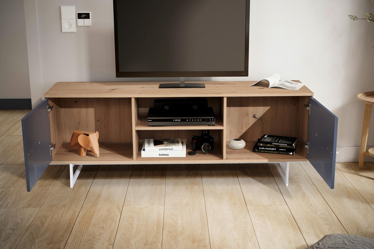 NÍZKA KOMODA WL6.824 - sivá/farba duba, Design, kov/kompozitné drevo (150/55/40cm) - Livetastic