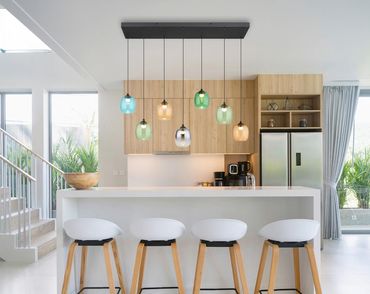 Hochvoltleuchte inkl. 1x LED Farbglas, ca. 102x32x150 cm - Blau/Dunkelgrün, LIFESTYLE, Glas/Kunststoff (102/32/150cm)