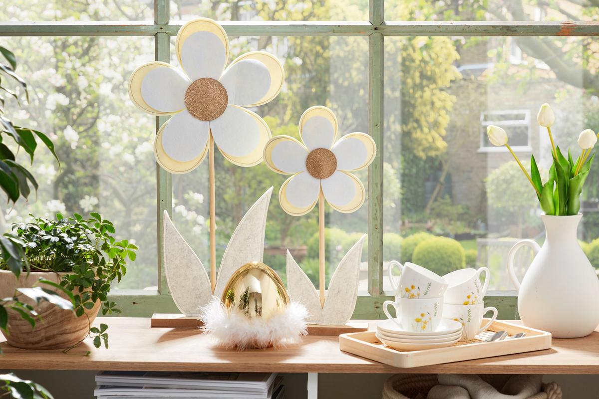 Dekofigur Ei H: 15,5 cm Porzellan - Goldfarben/Weiß, KONVENTIONELL, Keramik (12/15,5cm) - Ondega